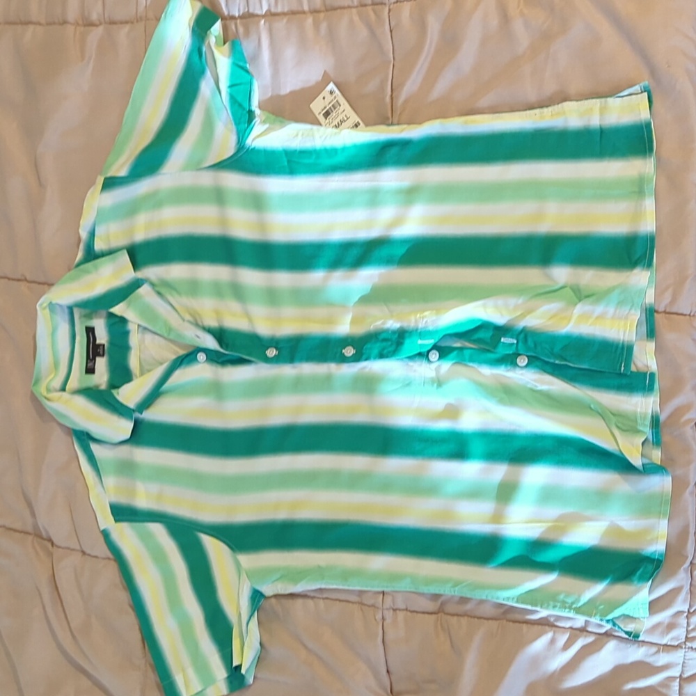 Button Down Shirt island breeze Beach shirt mens size small blue coast comb NWT